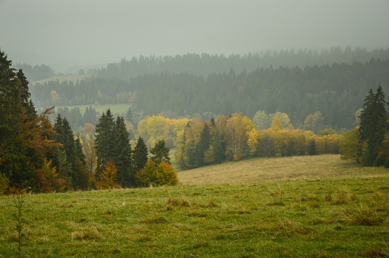 10 - Przełęcz nad Łapszanką z Łapsz. Jesienne mgły