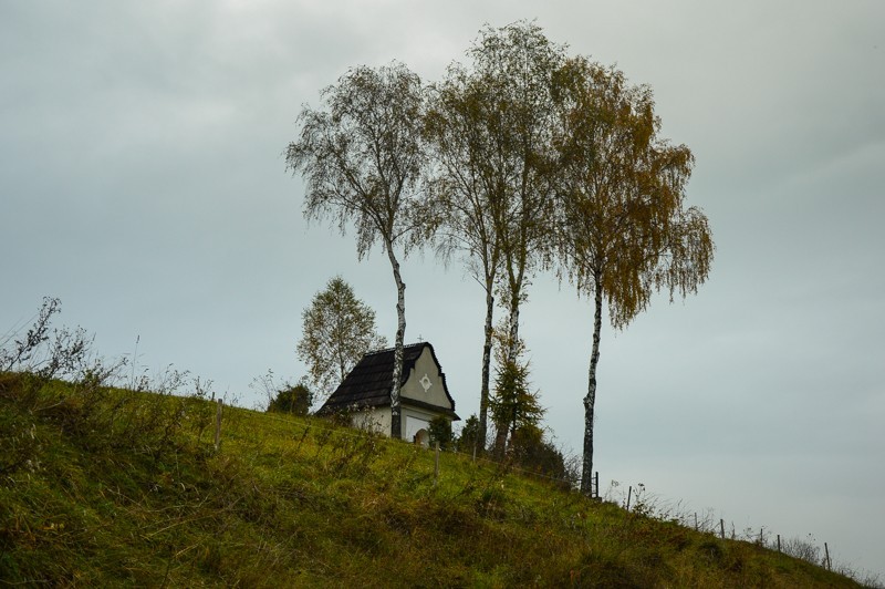 22 - Przełęcz nad Łapszanką z Łapsz. Jesienne mgły