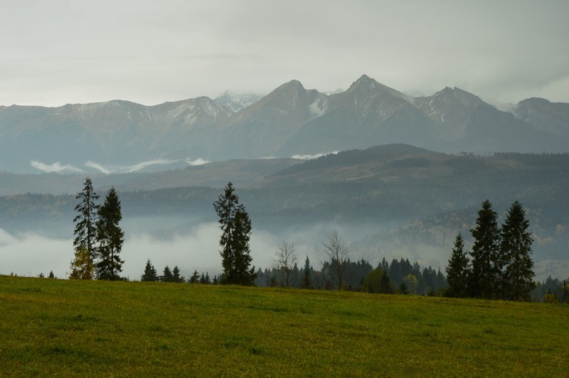 36 - Przełęcz nad Łapszanką z Łapsz. Jesienne mgły