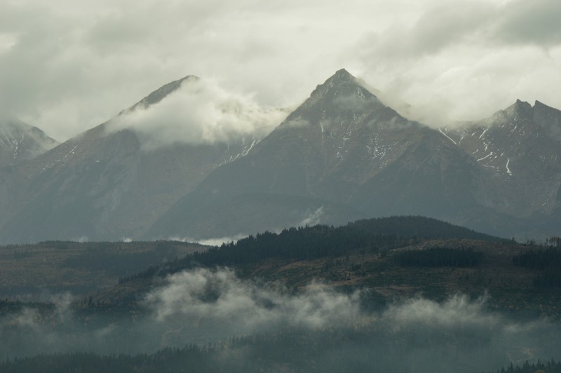 78 - Przełęcz nad Łapszanką z Łapsz. Jesienne mgły